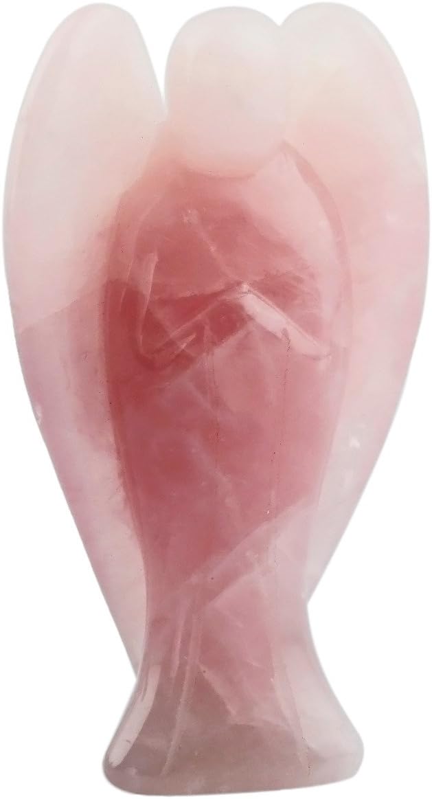 Nupuyai 3" Rose Quartz Guardian Crystal Angel Statue - Image 3