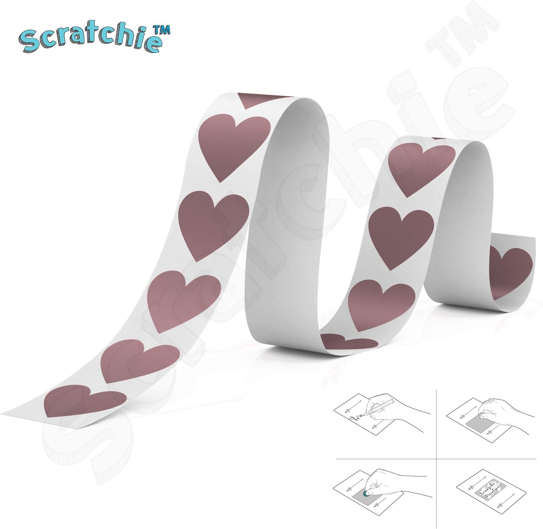 SCRATCHIE™ - Scratch Off Stickers - Rose Gold Heart - 80x70mm - 2 Pack