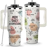 LIERIE8888 Mom Daily Affirmations Tumbler 40Oz – Gifts for Mom's Birthday, Mother's Day, Expecting Moms Present, Momma Gifts from Daughters, Sons, Kids, Inspirational Mama Mug, Mommy Coffee Cup