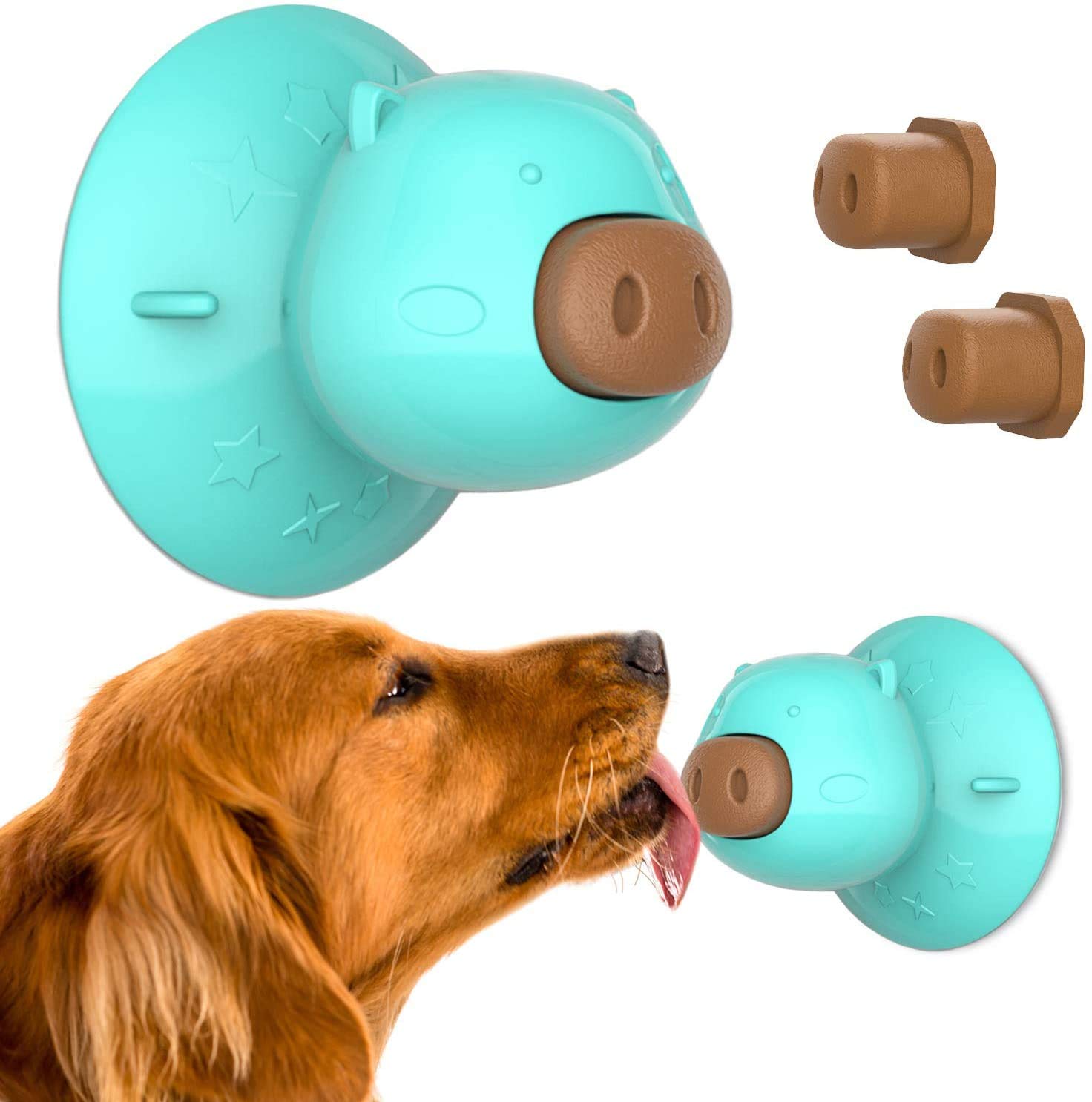 Xnelly Dog Chew Toy, Suction Cup Dog Toy, Dog Lick Molar Toys Slow Feeder for Dog Bathing, Grooming, and Dog Training with 3 Pcs Dog Treats