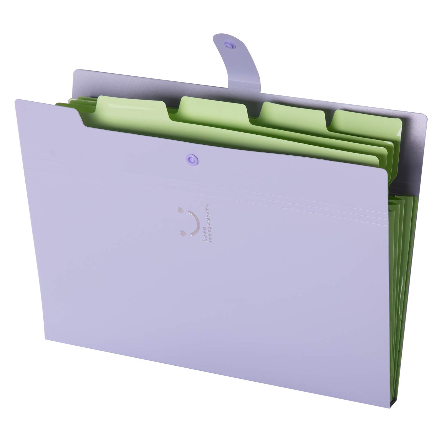 Expanding File Folder,A4 Letter Size Polypropylene 5 Pocket Accordion Document Wallet with Snap Button Closure for All Paperwork(Purple)