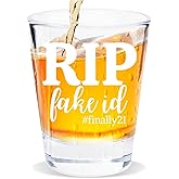 21st Birthday Gift for Her, Happy 21st Birthday Gift for Women, RIP FAKE ID Gift for 21 Year Old Girls Boys, Gift for 21 Year Old Woman, 2005 Happy Birthday Shot Glass, 2005 Birthday Party Decoration