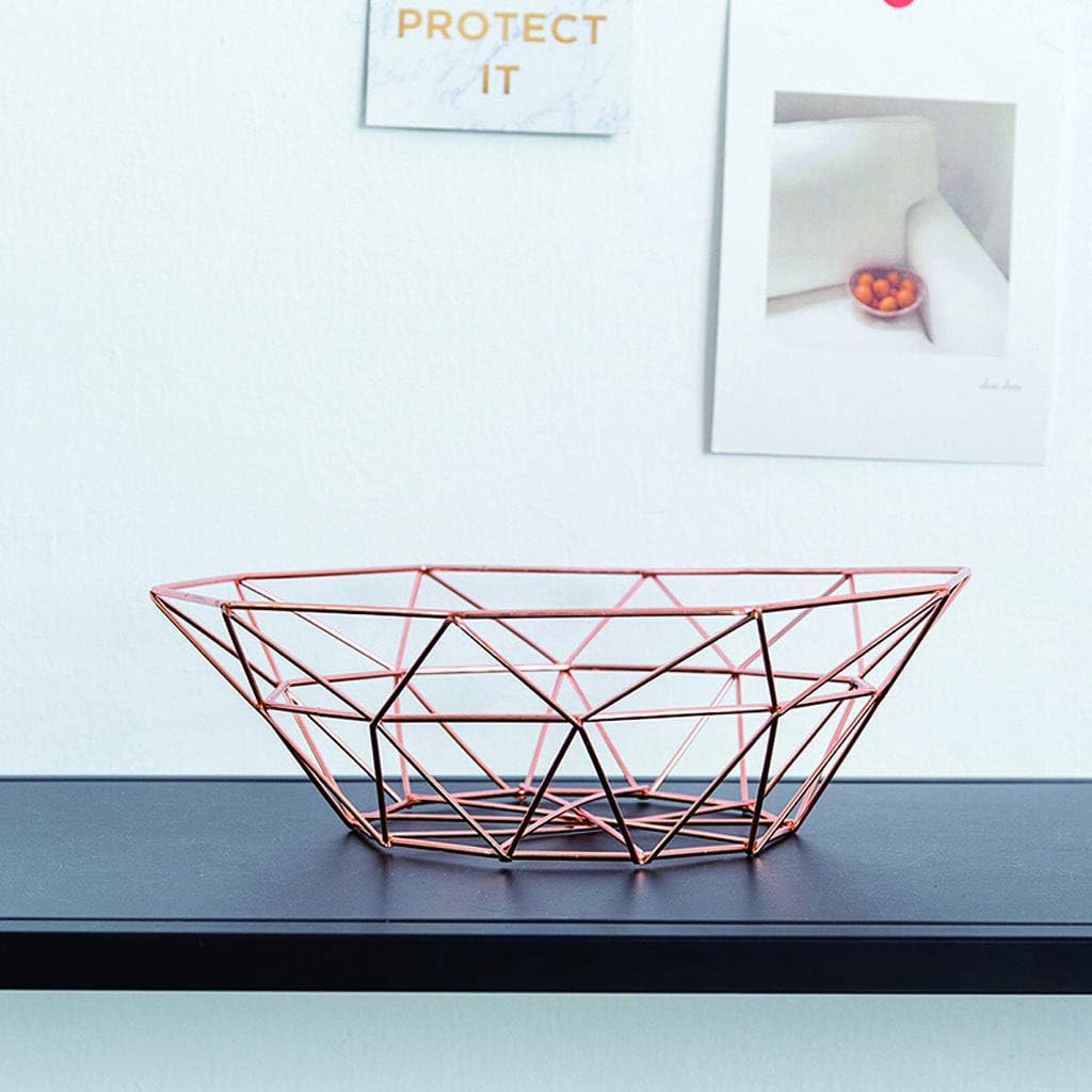 Oro Rosa 27x8cm Baoblaze Cesta de Almacenamiento de Alambre de Cobre