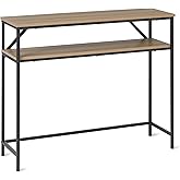 �鶹�� Basics Rectangular Console Table with Storage Shelf, Steel Frame, 30D x 100W x 80H cm, Oak Finish