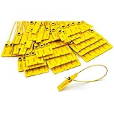 (500pcs) 11 inch Plastic Numbered Security Seal Pull Tight Padlock Safety Tag Tamper Proof Tie Disposable Self-Locking Seals, Yellow