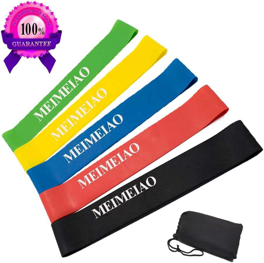 MEIMEIAO Resistance Bands Portable Stretch Fitness Exercise Bands Home Gym Workout Loops Bands for Strength Training & Physical Therapy- Set of 5