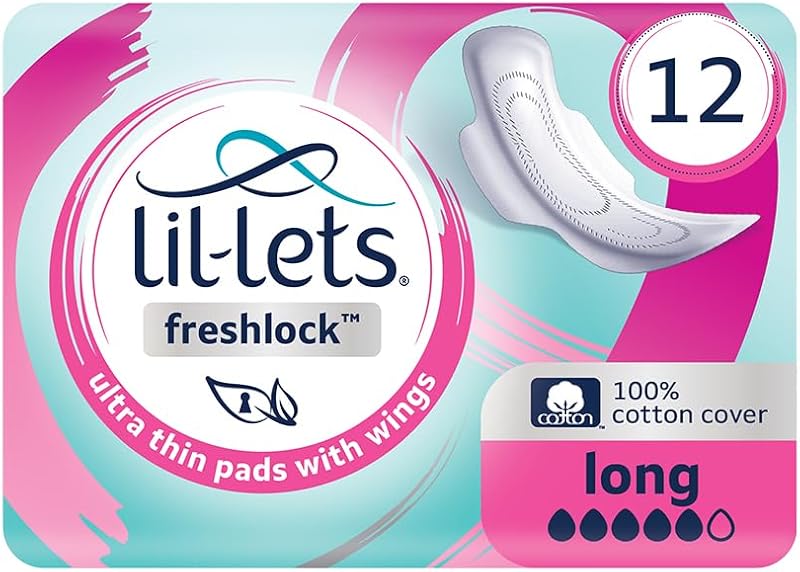 Lil-Lets Freshlock Ultra Thin Long Absorbency Pads with Wings 12 Count