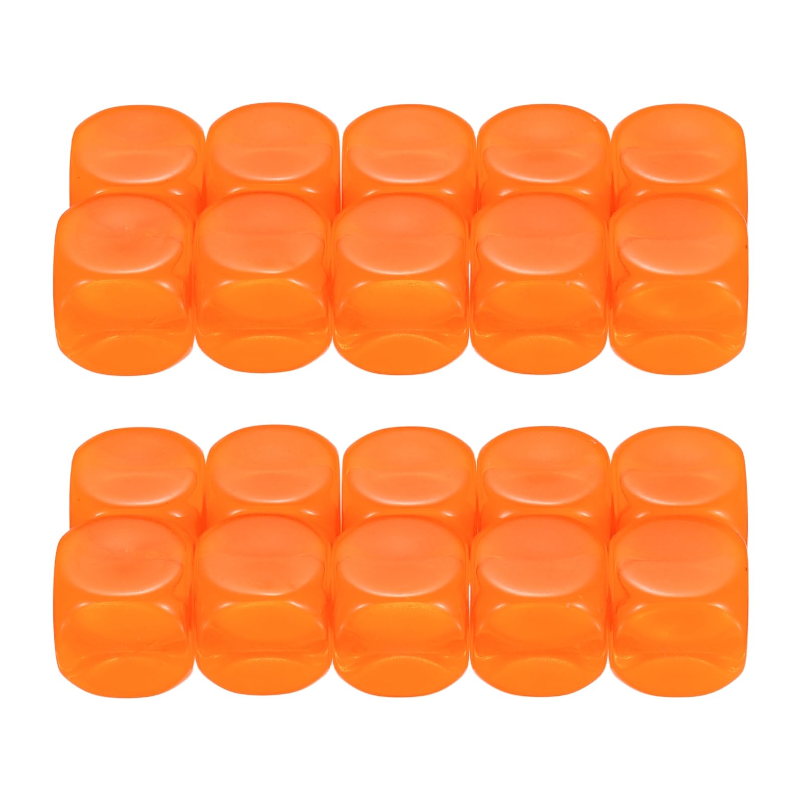 PATIKIL 16mm Clear Acrylic Dice Blank, 20 Pcs Standard Game Dice Rounded Corner Blank Dice with Smoothed Surface Six Sided for Board Games Teaching, Orange