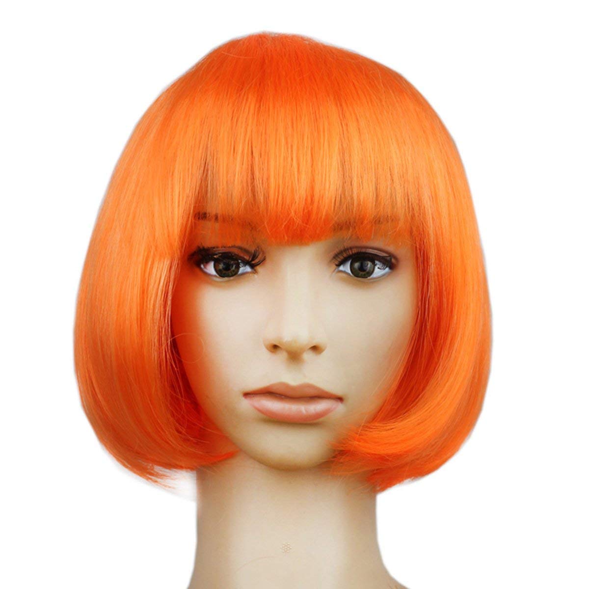 Photo 1 of BinaryABC Halloween Bob Wigs,Cosplay Wigs,for Halloween Costume Dress up Party Decorations Supplies (Orange)