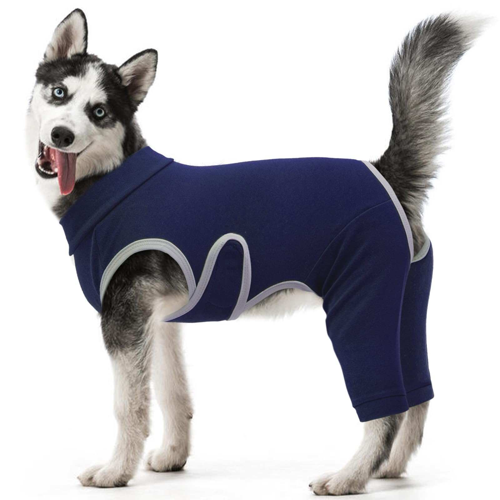 Photo 1 of Kuoser Dog Surgery Recovery Suit, Professional Dog Surgical Suit for Back Legs, Soft Dogs Recovery Sleeve to Prevent Licking Biting Wounds, Dogs Onesie After Surgery Elbow Protector, Blue 2XL