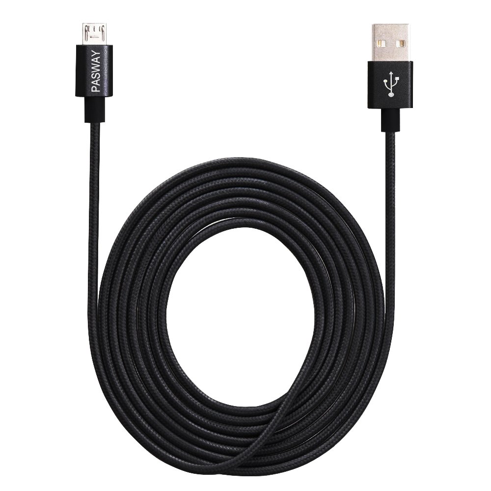 pasway 3Pack (3ft/1m 6ft/2m 10ft/3m) Micro USB Cable Nylon Braided Sync Charging Cord Wire Universal for Samsung, HTC, Motorola, Nokia, Android, and More Smartphone & Tablets (Black)