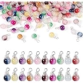 KISSITTY Crackle Glass Bead Charms Crystal Bead Dangle Charms for DIY Necklace Bracelet Earring Jewelry Making