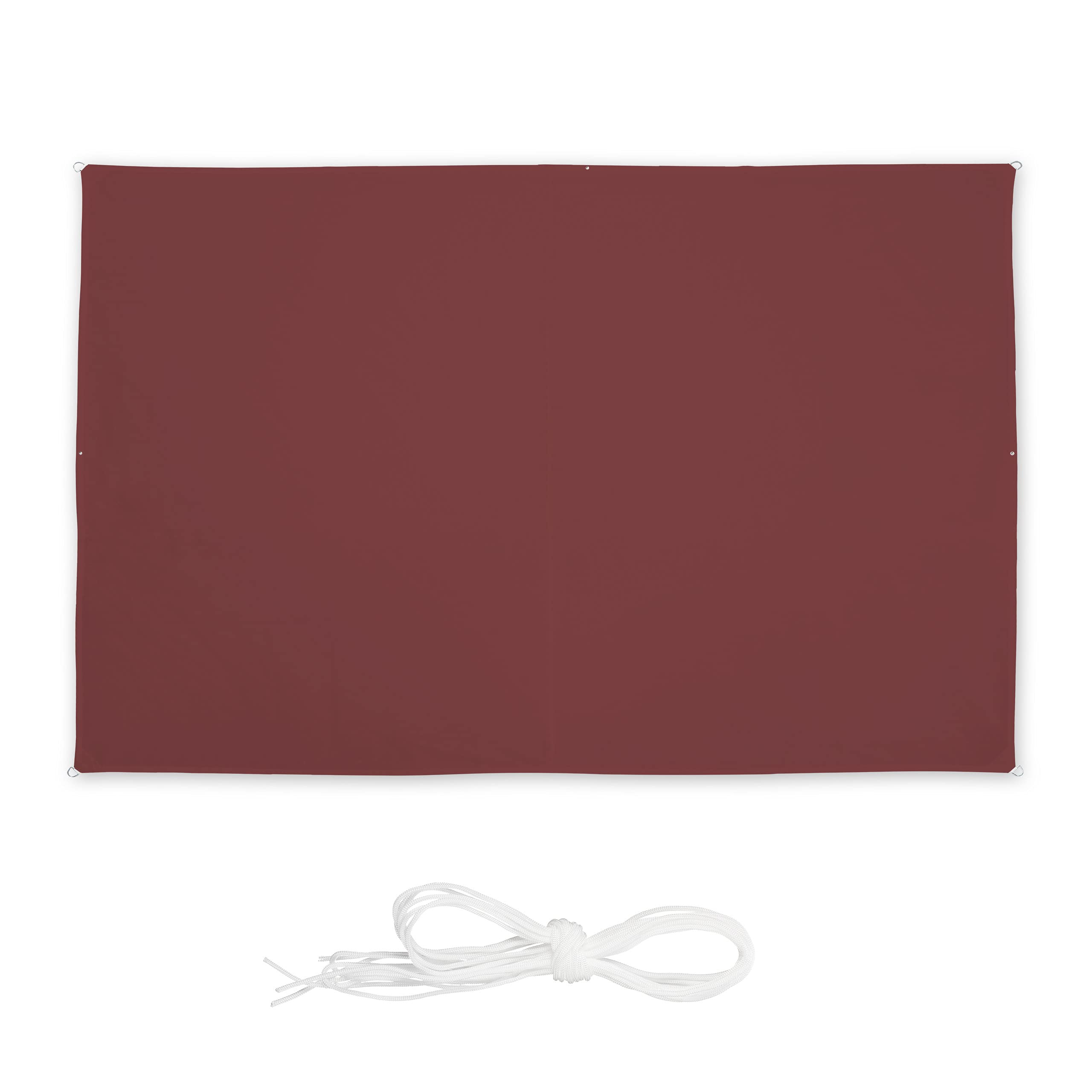 Relaxdays shade sail, rectangular, water-repellent, UV protection, canopy, with ropes, patio, terrace, 2x3 m, red brown, Polyester, 2 x 3 m