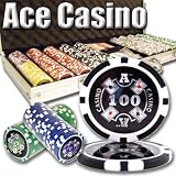 500 Count Ace Casino Poker Set - 14 Gram Clay Composite Chips with Aluminum Case, Playing Cards, & Dealer Button for Texas Hold'em, Blackjack, & Casino Games by Brybelly
