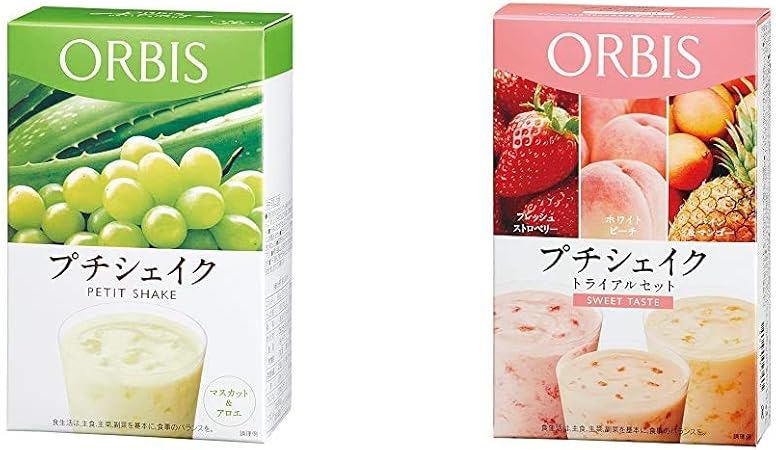 Amazon セット買い オルビス Orbis プチシェイク マスカット アロエ 100g 7食分 ダイエットドリンク スムージー 1食分157kcal プチシェイク トライアルセット スウィートテイスト フレッシュストロベリー ホワイトピーチ パイン マンゴー 100g 3食分