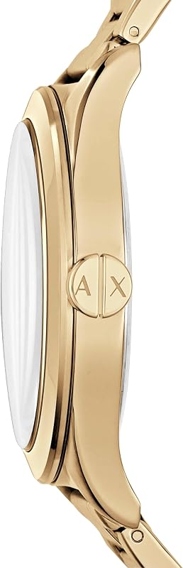 Orologio per uomo, Movimento al quarzo a tre lancette e cassa da 44 mm con cinturino in acciaio, Oro chiaro