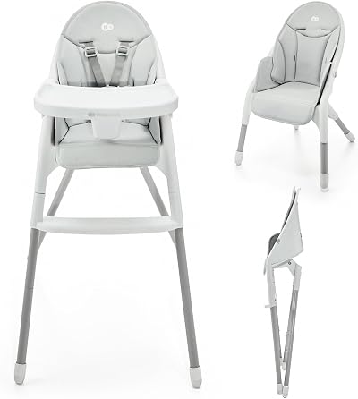 Kinderkraft Dinnly Foldable High Chair – Tool-Free Setup, 5-Point Harness,