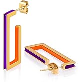 TaYolnFaSo Chunky Gold Earrings for Women C Shaped Round Hoop Earrings 18K Gold Plated Stainless Steel Enamel Earrings Jewelry Gift