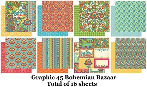 Graphic 45 Bohemian Bazaar Set of 8 sheets, 12 by 12-Inch