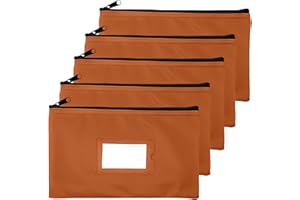 Money Bank Deposit Bag with Zipper | 11x6 inch | Brown | Durable Leatherette Money Cash Coin Check Wallet Pouch for Men & Women with Framed ID Window and Blank Card | by GIDABRAND (5)