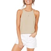 THANTH Womens Tanks Tops Halter Summer Sleeveless Shirts Casual Basic Tee Shirts High Neck Tank Tops