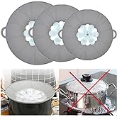 URMONA 3-Piece Silicone Lids, 9.1, 10.4, 11.6 in Microwave Splatter Covers | Flexible BPA-free construction helps manage boil-overs during simmering, steaming and reheating, with easy dishwasher cleanup