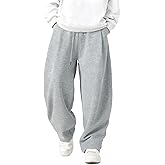 Mens Baggy Sweatpants Wide Leg Casual Elastic Waist Drawstring Athletic Loose Jogger Fall Sweat Pants with Pockets