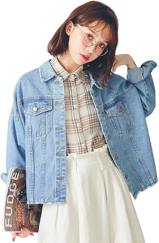 light blue short denim jacket