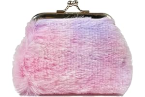 Adam Victor Pinkish Purple Furry Coin Purse- Mini Clasp Pouch Key Bags Money Bag/Wallet, Downy Bag Gifts for Girls Kids Purses Wallets Party Favors(Pinkish Purple)