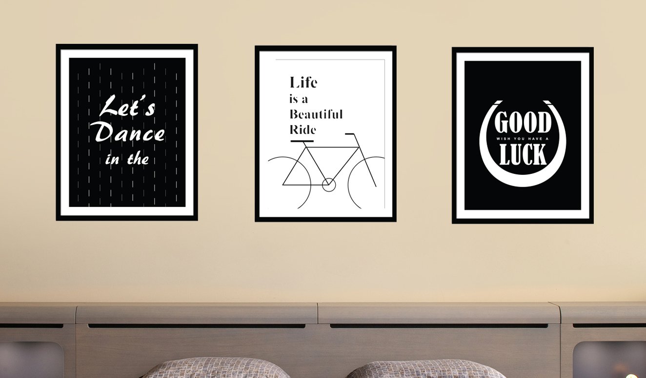 Walplus 3 x 29 x 36.35 cm "Dance in the Rain" Office Home Decoration Removable Wall Stickers Frame Sticker, Black White