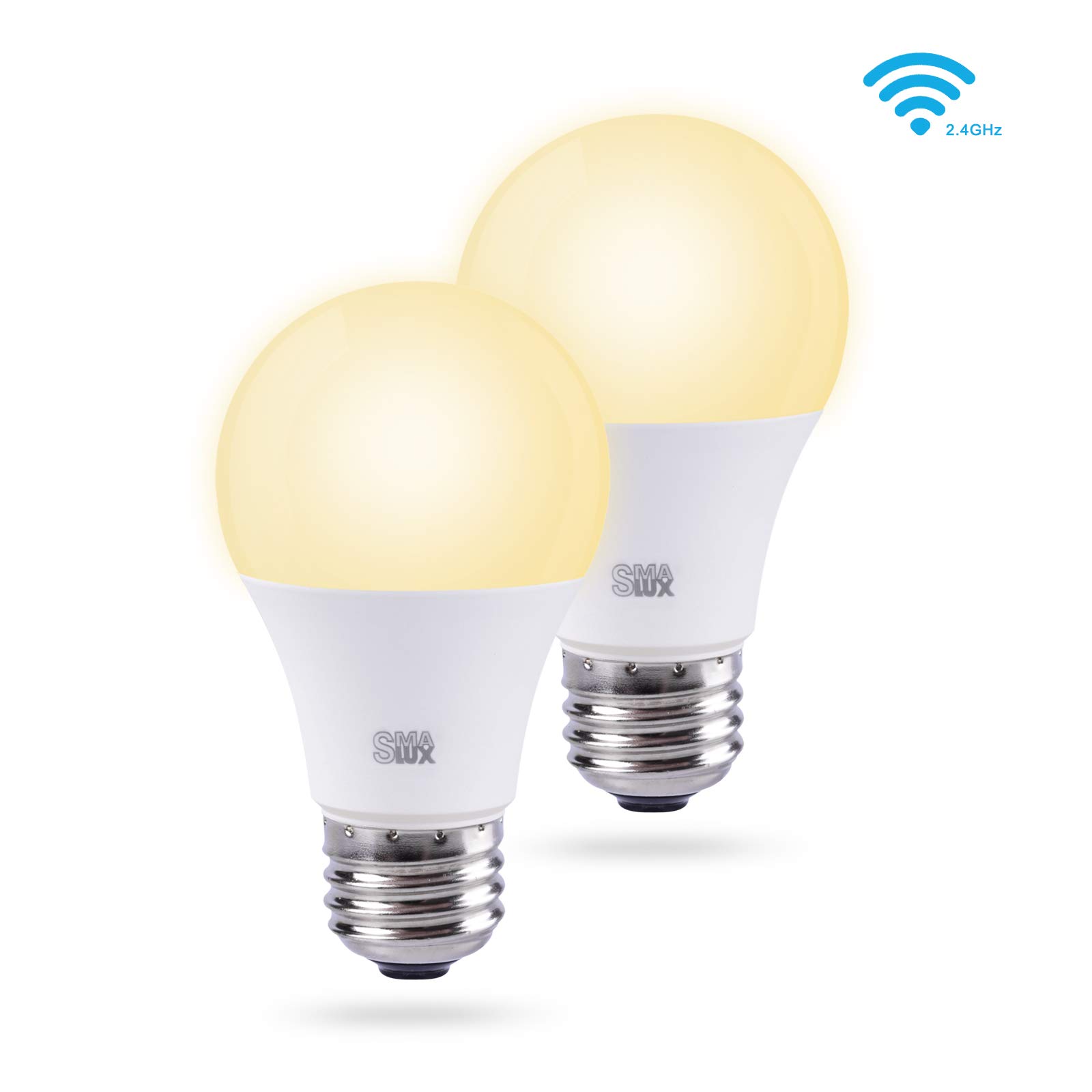 Smalux WiFi Smart LED Light Bulb,Work with Amazon Alexa/Google Home Assistant, Warm White 800lm Dimmable Smart Home Lighting Bulb,9W A19 E26 Voice Remote Control Bulb,Timer Function,no hub Required