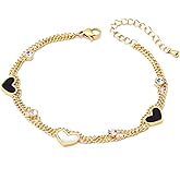 DS Gold Bracelets for Women 14K Gold Plated, Dainty Adjustable Chain Bracelet - Trendy Minimalist Delicate Jewelry Gift for Her with Box, Stackable Birthday Christmas Valentine's Gift