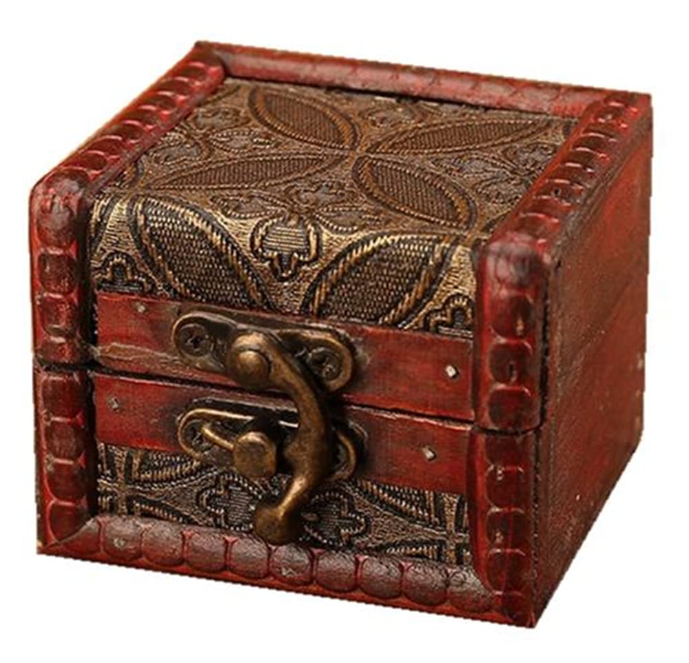 Vintage Small Wooden Lock Jewelry Holder Storage Necklace Bracelet Gift Box Case (Style 5)