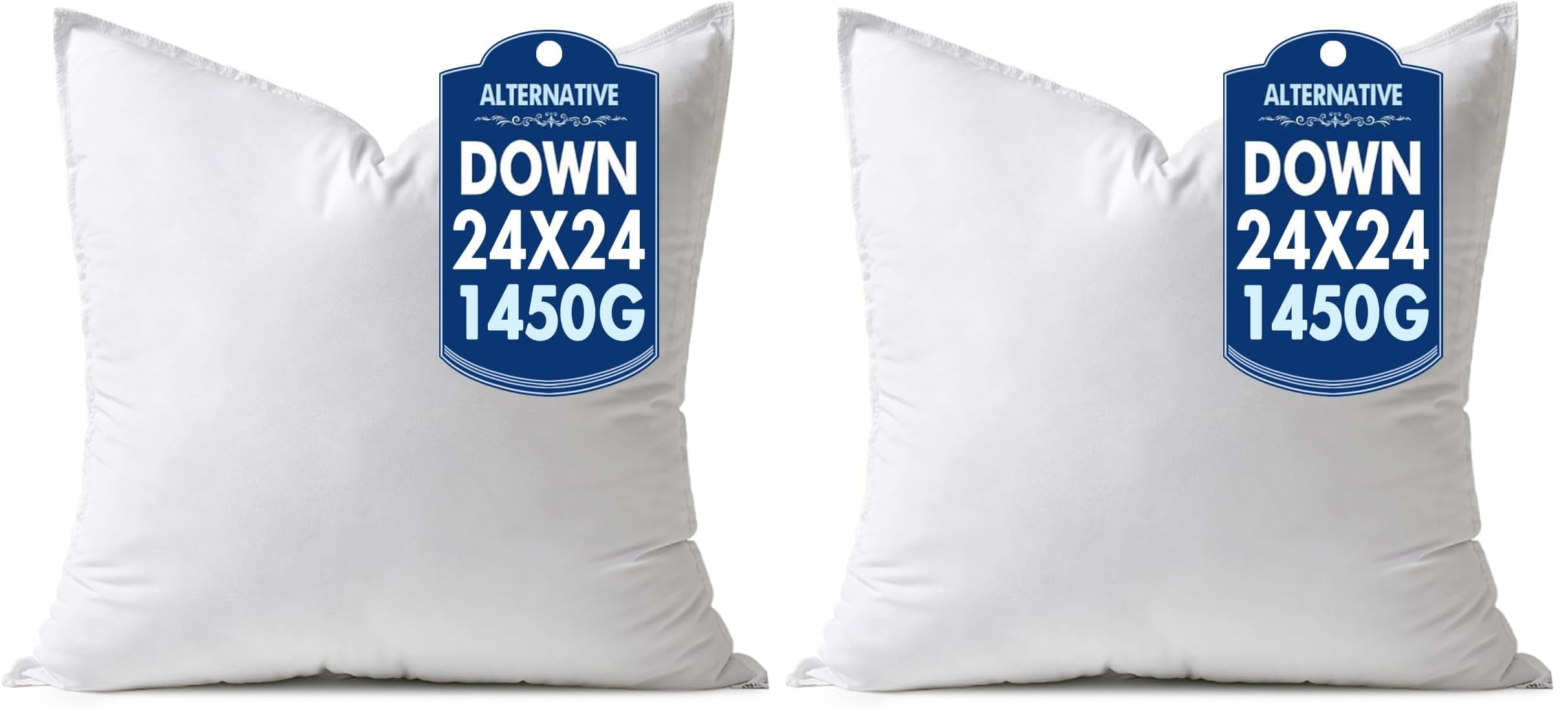 MIULEE 24x24 Down Alternative Pillow Insert Euro Decorative Throw Pillow 24 x 24 Inch Body Bed Sleeping Ultra Soft Fluffy Form for Sofa Couch Bed (Pack of 2)