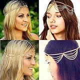 MineSign Headbands Jewelry Head Chain Boho Hair accessories Turquoise Pearl Headpiece for Women Girls 4 Pack