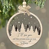 CHOANG Memorial Christmas Ornaments for Loss of Loved Ones - Wooden Acrylic Xmas Tree Ornament in Memory of Mom, Dad, Wife, Husband, Family & Friend - I’ll See You on The Other Side of The Stars