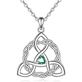 YFN Triquetra Necklace Sterling Silver Celtic Trinity Knot Pendant Green Triquetra Necklace Irish Jewelry For Women Irish Gifts for Mom