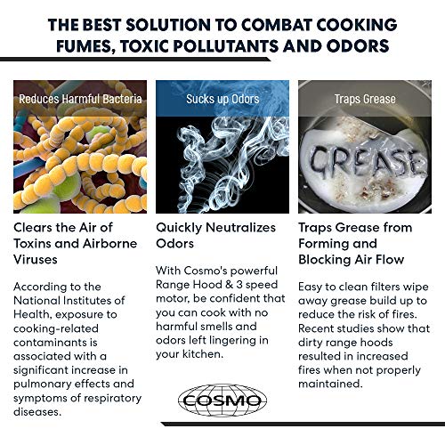 Cosmo 30" Island Range Hood, 900-CFM Stainless Steel - Image 9