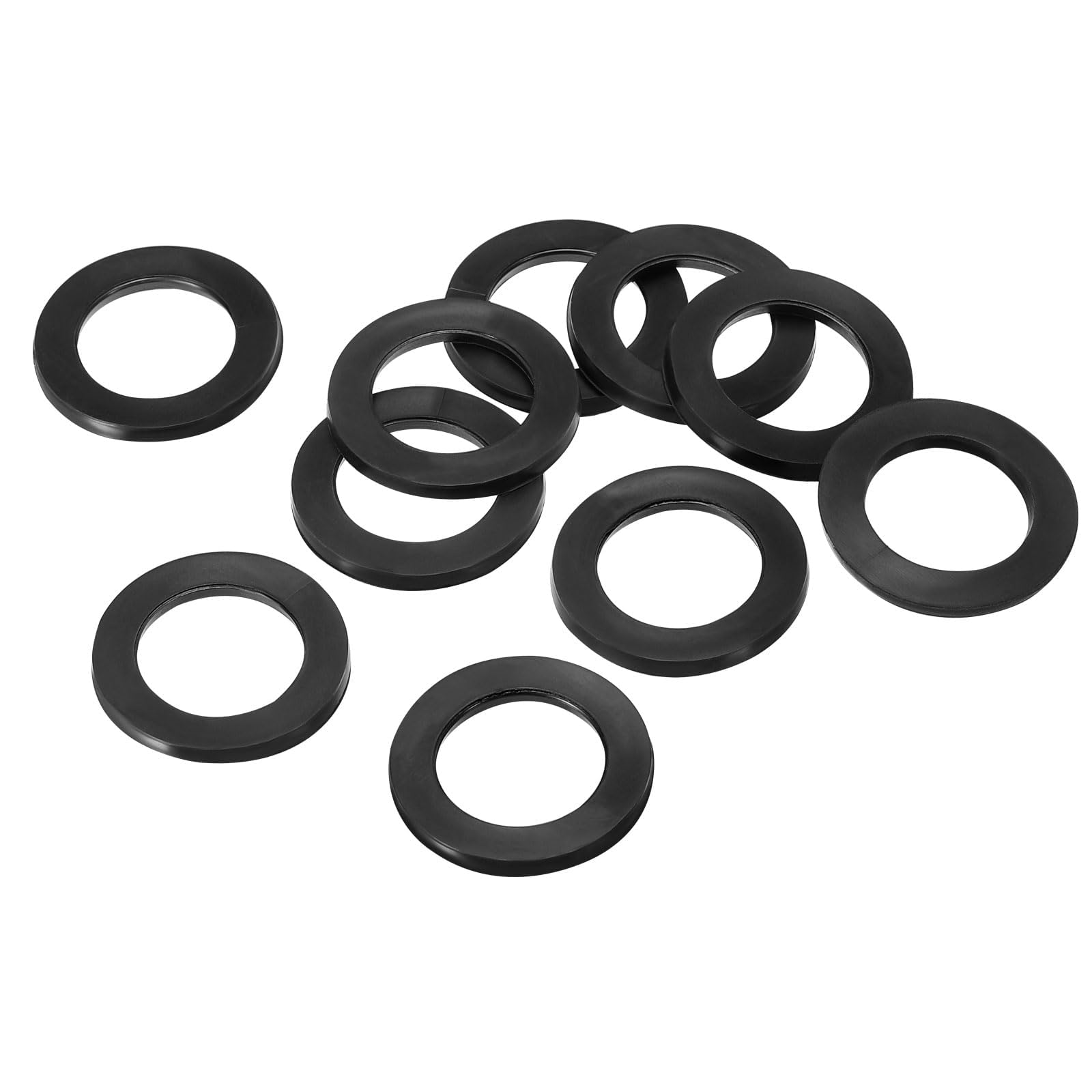 TOP-VIGOR 10Pcs Rubber Flat Washers, 30mm OD 20mm ID 2.5mm Thickness Heavy Duty Black Rubber Grommet Vibration Damping Pads Sealing Gasket Washers for Faucet Pipe Water Hose Fastener Bolt