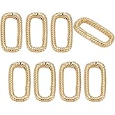 CRAFTYMELODY 18K Gold Plated Oval Trigger Rings 8Pcs Brass Spring Gate Rings Carabiner Jewelry Clasp Keychain Clips Small Keyring Snap Hook Buckle for Jewelry Making Necklace Bags DIY Craft