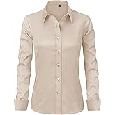 J.VER Womens Dress Shirts Long Sleeve Button Down Shirt Wrinkle-Free Business Casual Blouse Office Work Tops
