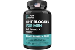 PEAK VITALS DHT Blocker for Men | Ultra Potent Hair Growth Formula | Saw Palmetto, Biotin, Pumpkin Seed, Herbal Extracts | Natural Hair Loss Supplements | Hair Regrowth Vitamins | Made in The USA | 90 Capsules