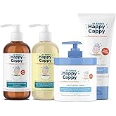 Happy Cappy 3-Step Skincare Bundle- Baby Dandruff & Cradle Cap Shampoo, Body Wash & Lotion for Eczema-Prone Skin for Infants, Kids - Medicated & Daily Shampoo (8oz each), Moisturizing Cream (6 & 12oz)