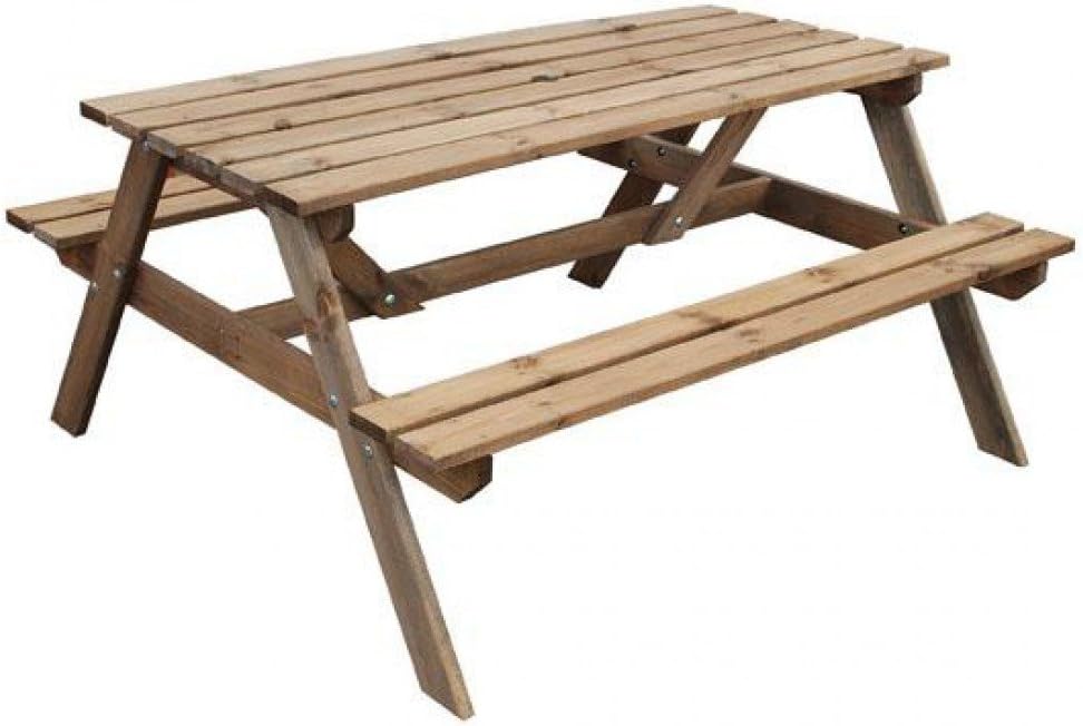 Mesa de picnic con bancos (madera tratada a presión): Amazon.es: Hogar
