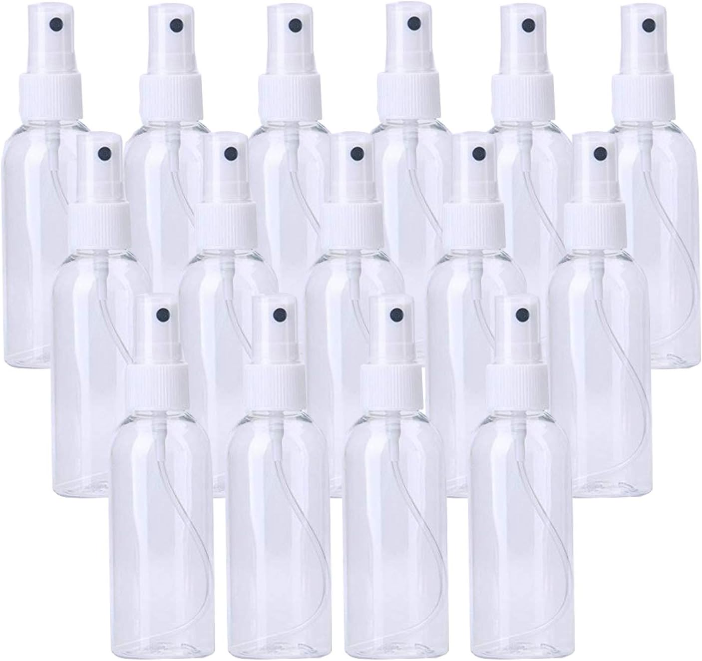 SUBANG 15 Pack 80ml Fine Mist Mini Clear Spray Bottles with Pump Spray Cap for Essential Oils, Travel, Perfumes, White