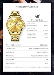 OLEVS Watch for Men Diamond Business Dress Analog