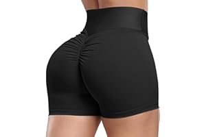 KIWI RATA Women's High Waisted Yoga Shorts Sports Gym Ruched Butt Lifting Workout Running Hot Leggings