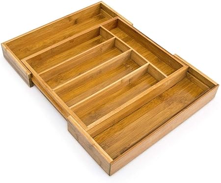 Relaxdays Adjustable Bamboo Tray Extendible With 5 To 7