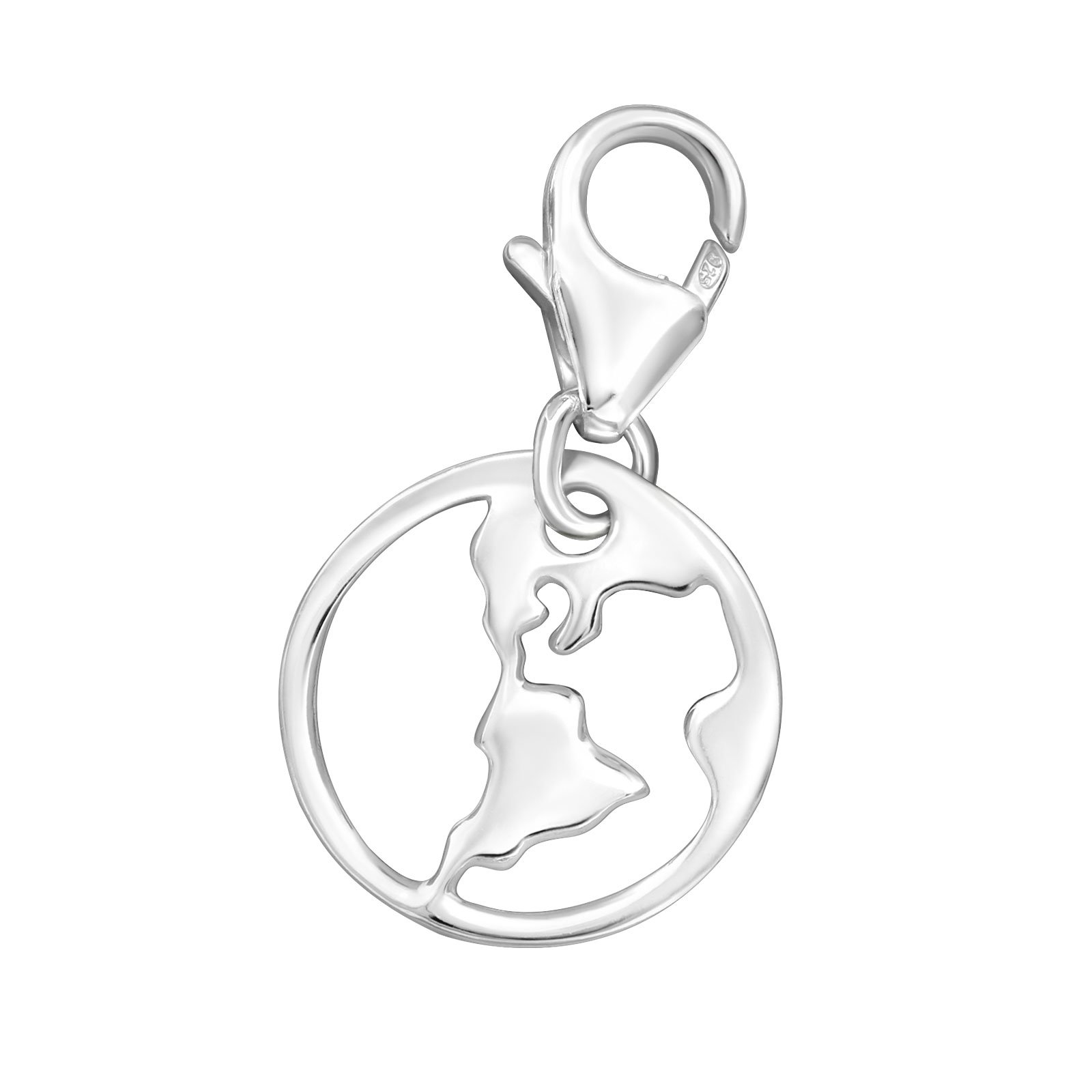 The Rose & Silver Company Women 925 Sterling Silver Earth Shaped Charm with Clip On Clasp