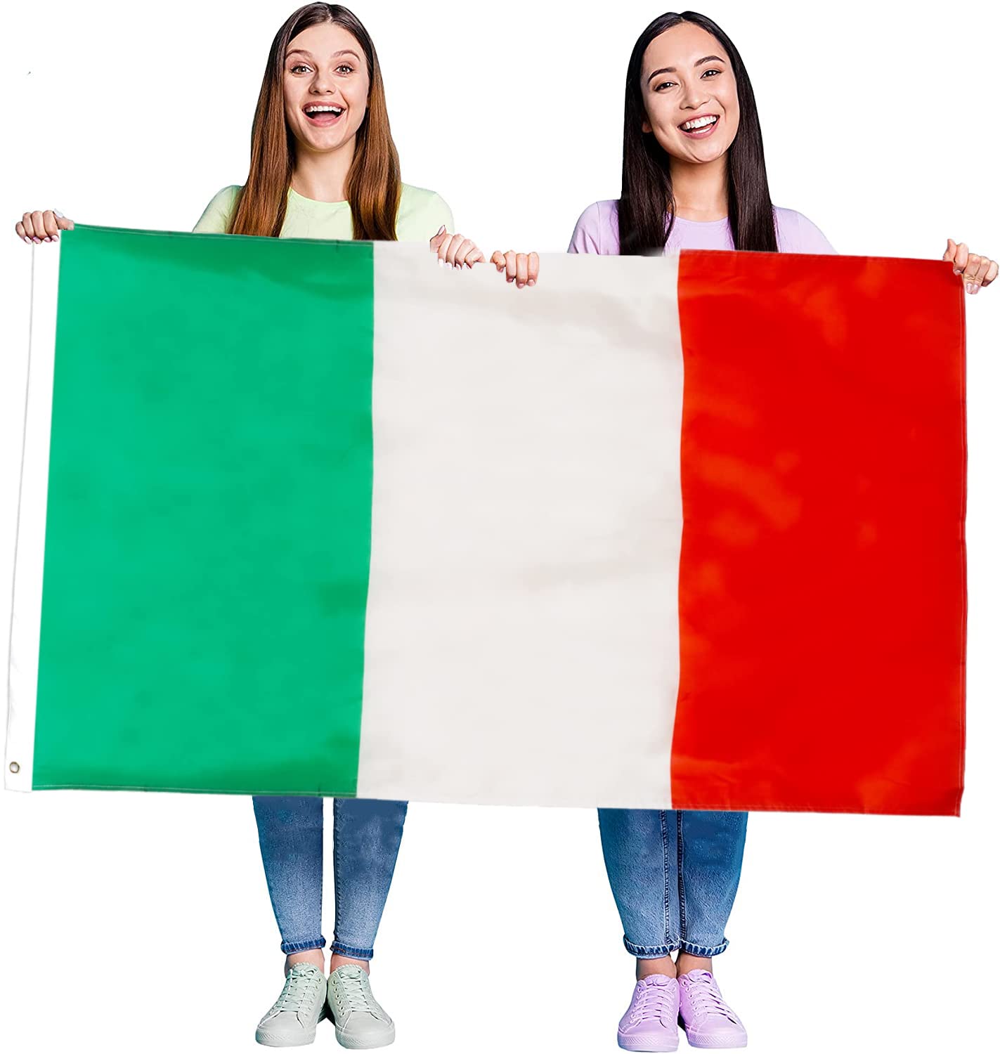 Italy Flag Fancy Dress Decoration x1 - Italian Large Flag with Grommets Approx 5 Ft x 3 Ft - Football, Rugby - Sporting Events, Street Parties, Festivals and Celebrations